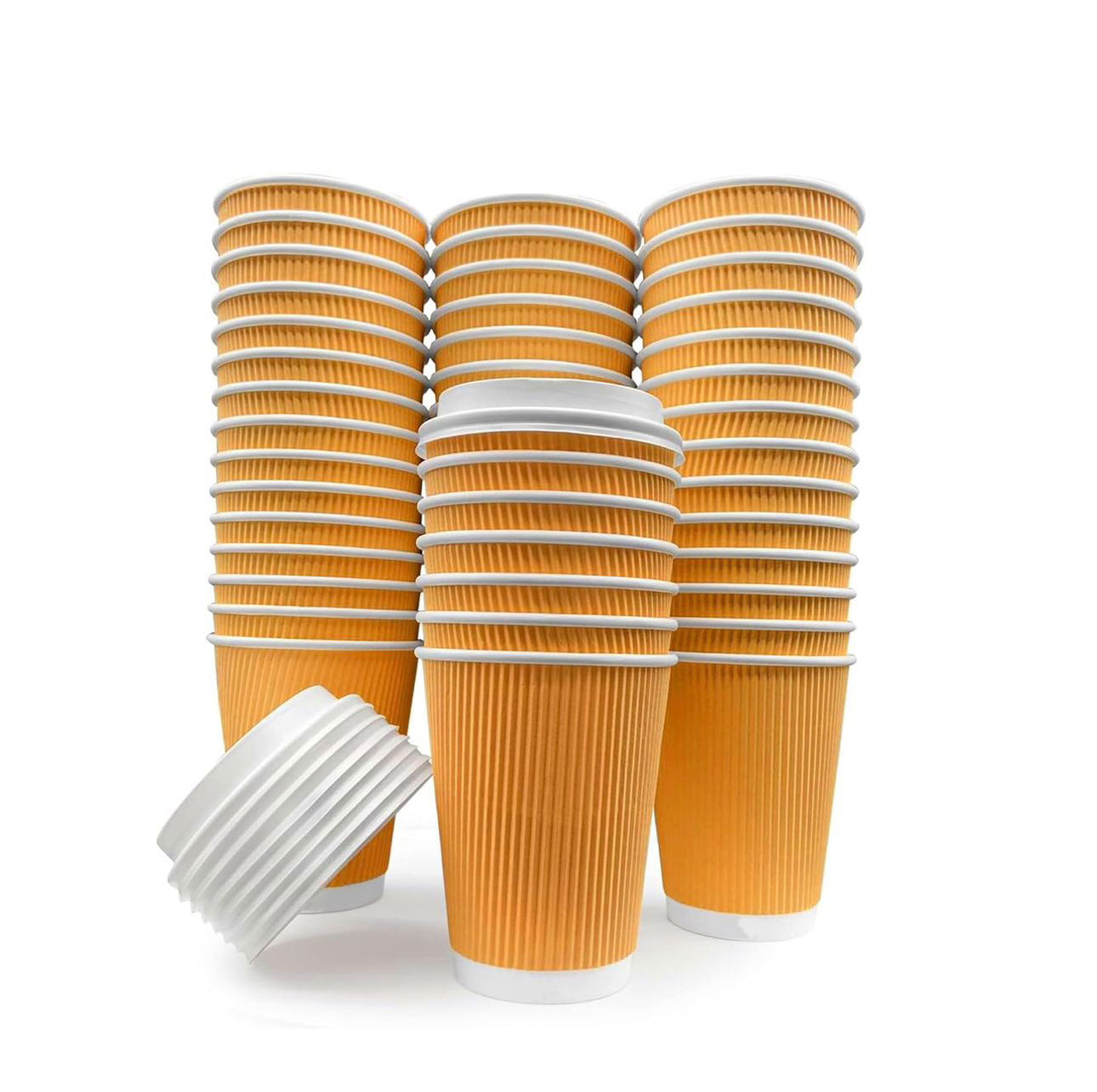 10oz Ripple Wall Disposable Coffee Cups (200 Pack) - Insulated Paper Hot Cups, Brown