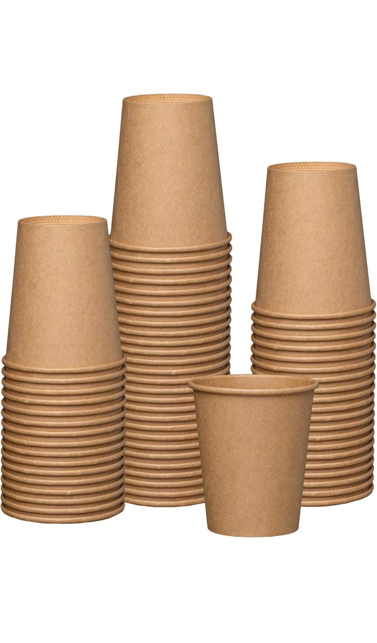 12oz Single Wall Kraft Unbleached Paper Coffee Cups | Recyclable & Eco-Friendly (500 Pack)