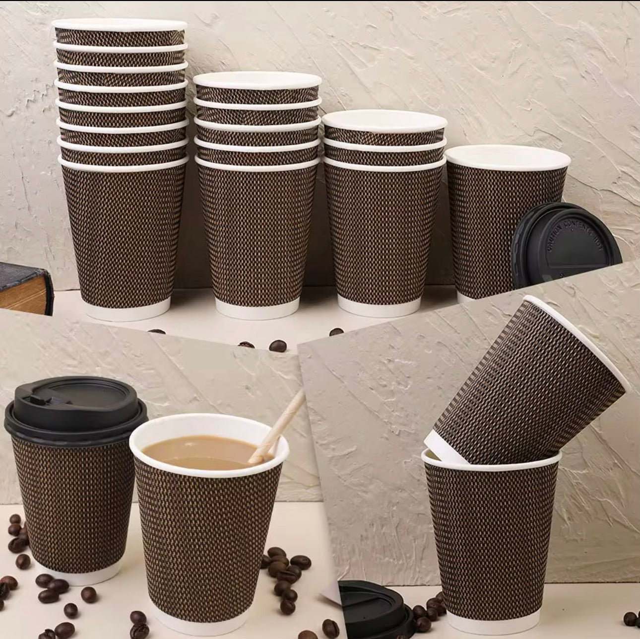 8oz Brown Ripple Takeaway Paper Cup β Recyclable (Case of 1000)