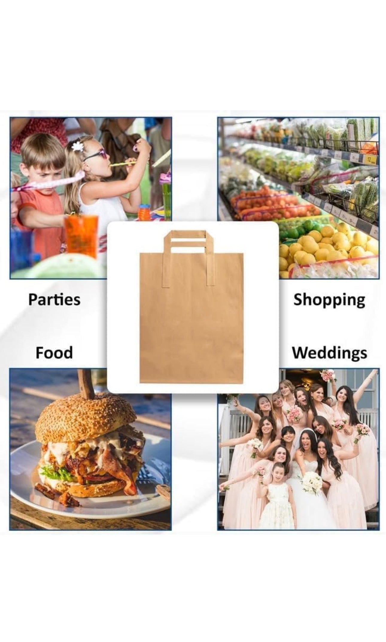 Medium Kraft Handled Paper Carrier Bag - 100 Pack (22cm x 11cm x 25cm)