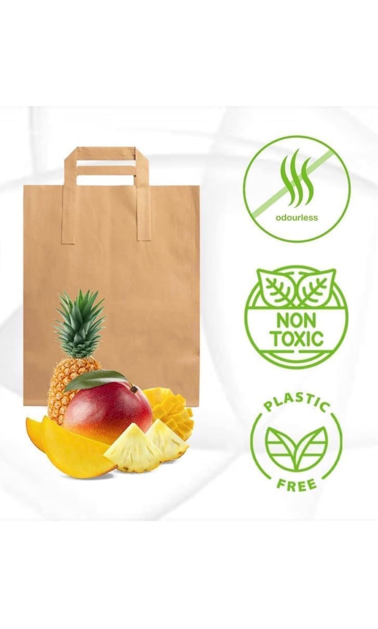 Large Brown/Kraft Paper Biodegradable Flat Handle Bags 250 Pack