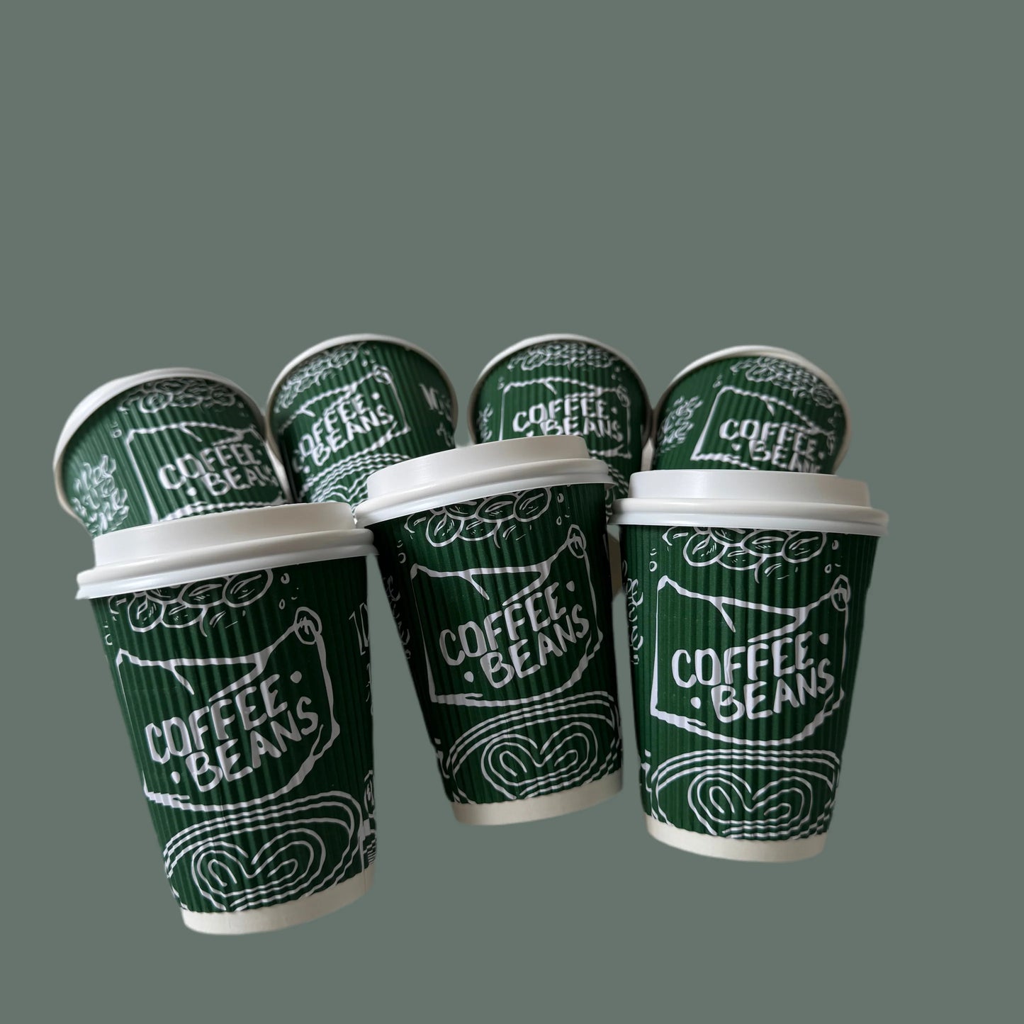 Green Ripple Insulated Paper Coffee Cups 12oz (400 Pack)