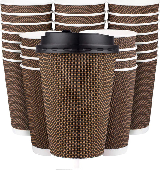 Ripple Disposable Brown Coffee Cups 12oz (500 Pack)