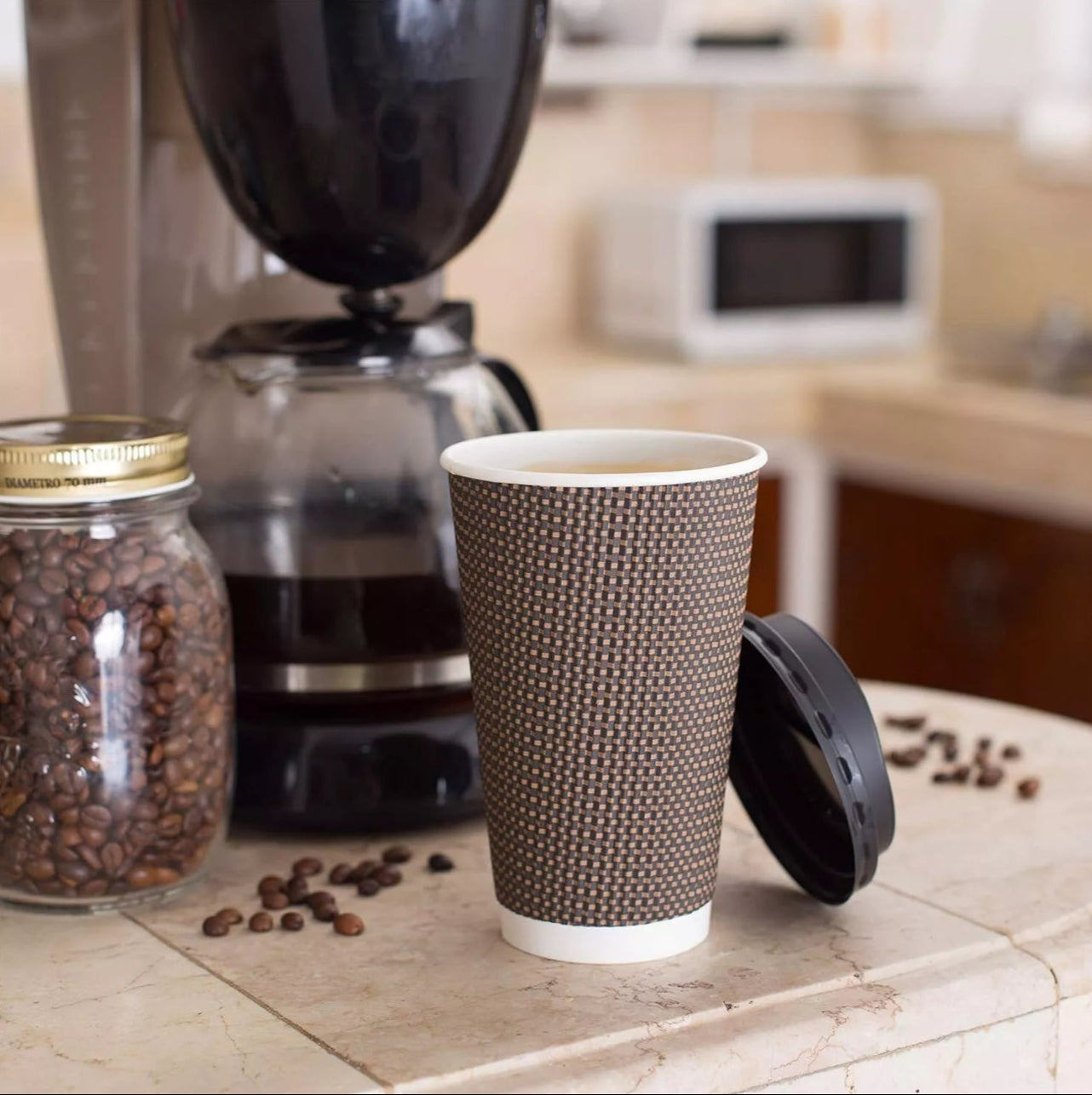 Ripple Disposable Brown Coffee Cups 12oz (500 Pack)
