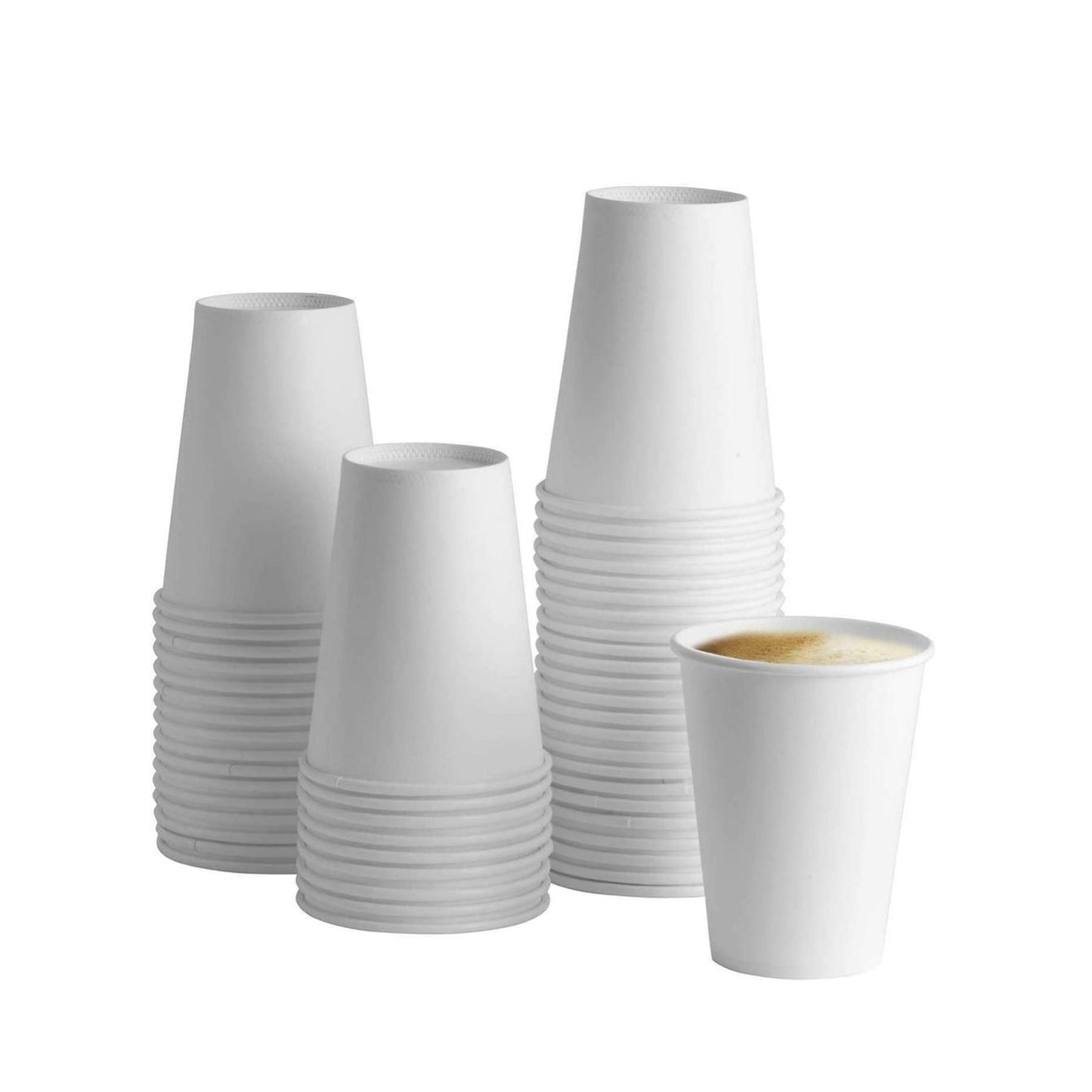 100 x 8oz White Paper Cups - Disposable & Recyclable for Hot and Cold Drinks