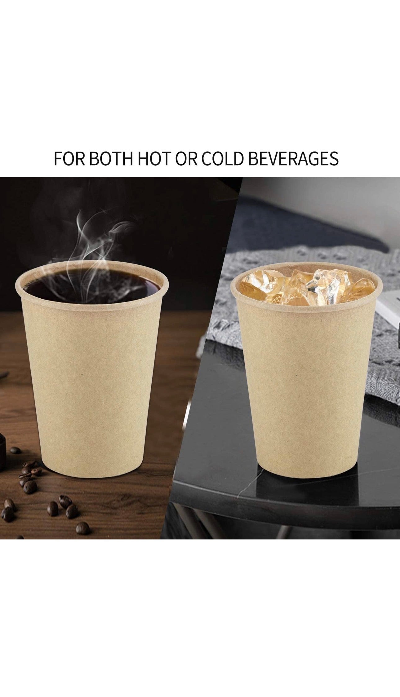 12oz Single Wall Kraft Paper Coffee Cups | Recyclable & Eco-Friendly (100 Pack)