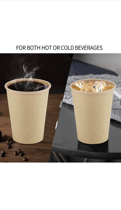 12oz Single Wall Kraft Paper Coffee Cups | Recyclable & Eco-Friendly (100 Pack)
