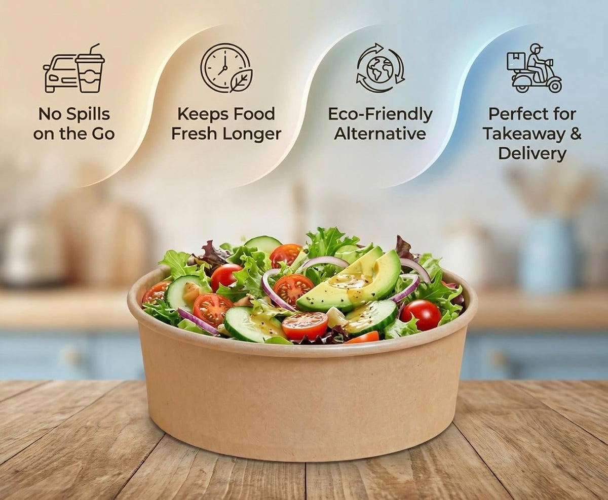 Kraft Brown Food Bowl Round Cardboard Food Container