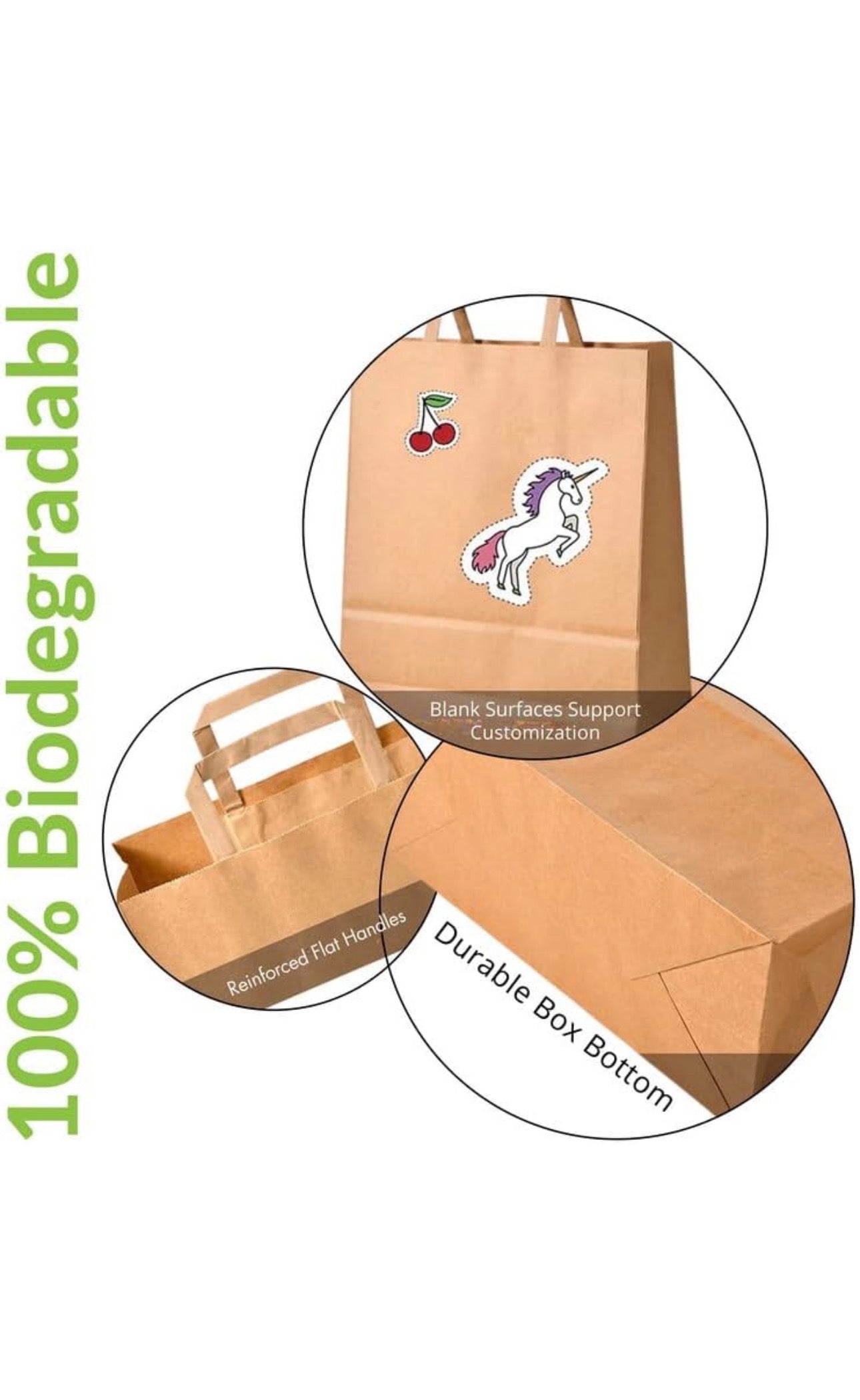 Medium Kraft Handled Paper Carrier Bag - 100 Pack (22cm x 11cm x 25cm)
