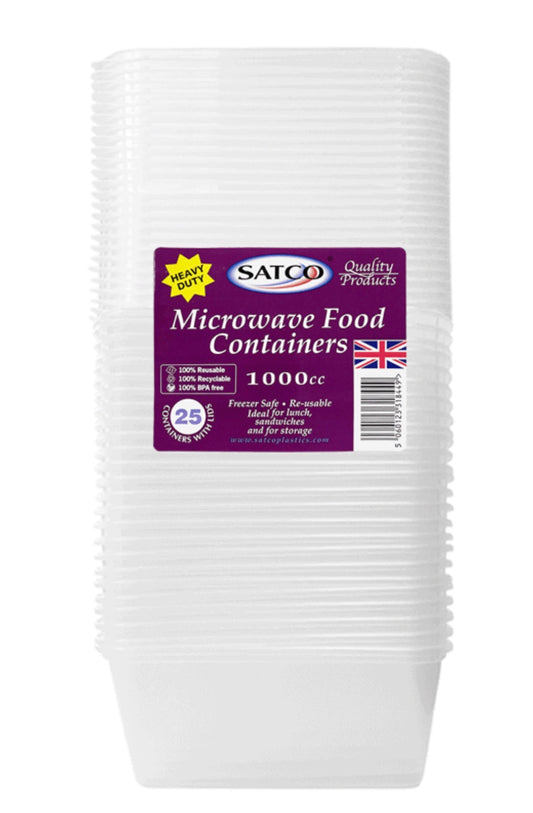 Satco Food Containers 1000ml with Lids Microwave Safe