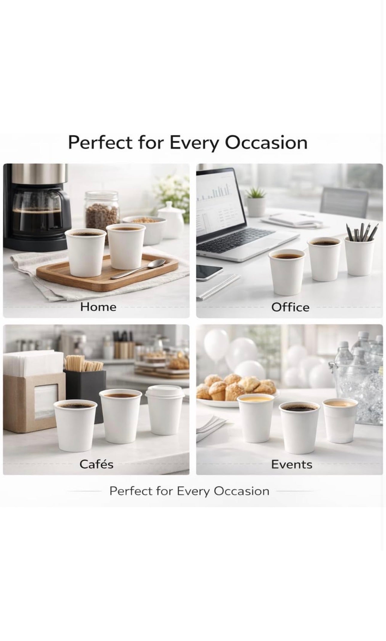 6oz Plain 'Flat White' Paper Cups 300 Pack