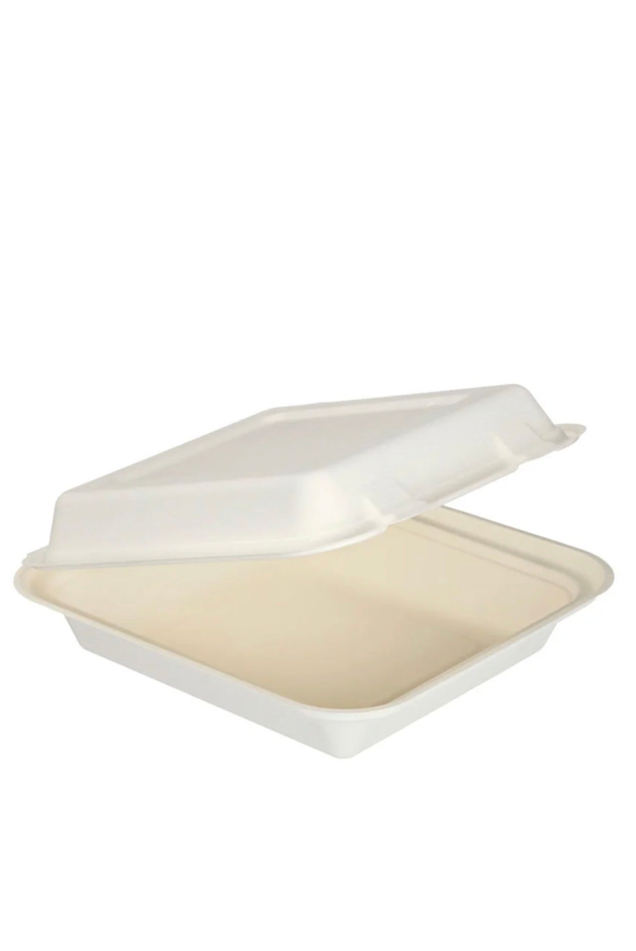 8x8" Bagasse Clamshell Meal Box Containers 205x205x80mm