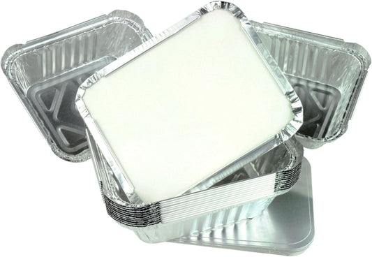 100 x Aluminium Foil Food Containers with Lids – Takeaway Trays No.2