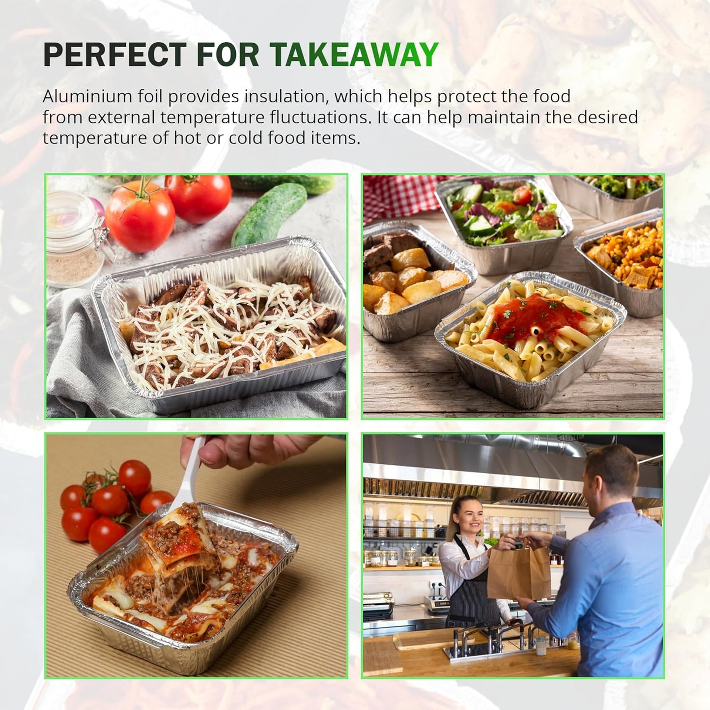 100 x Aluminium Foil Food Containers with Lids – Takeaway Trays No.2