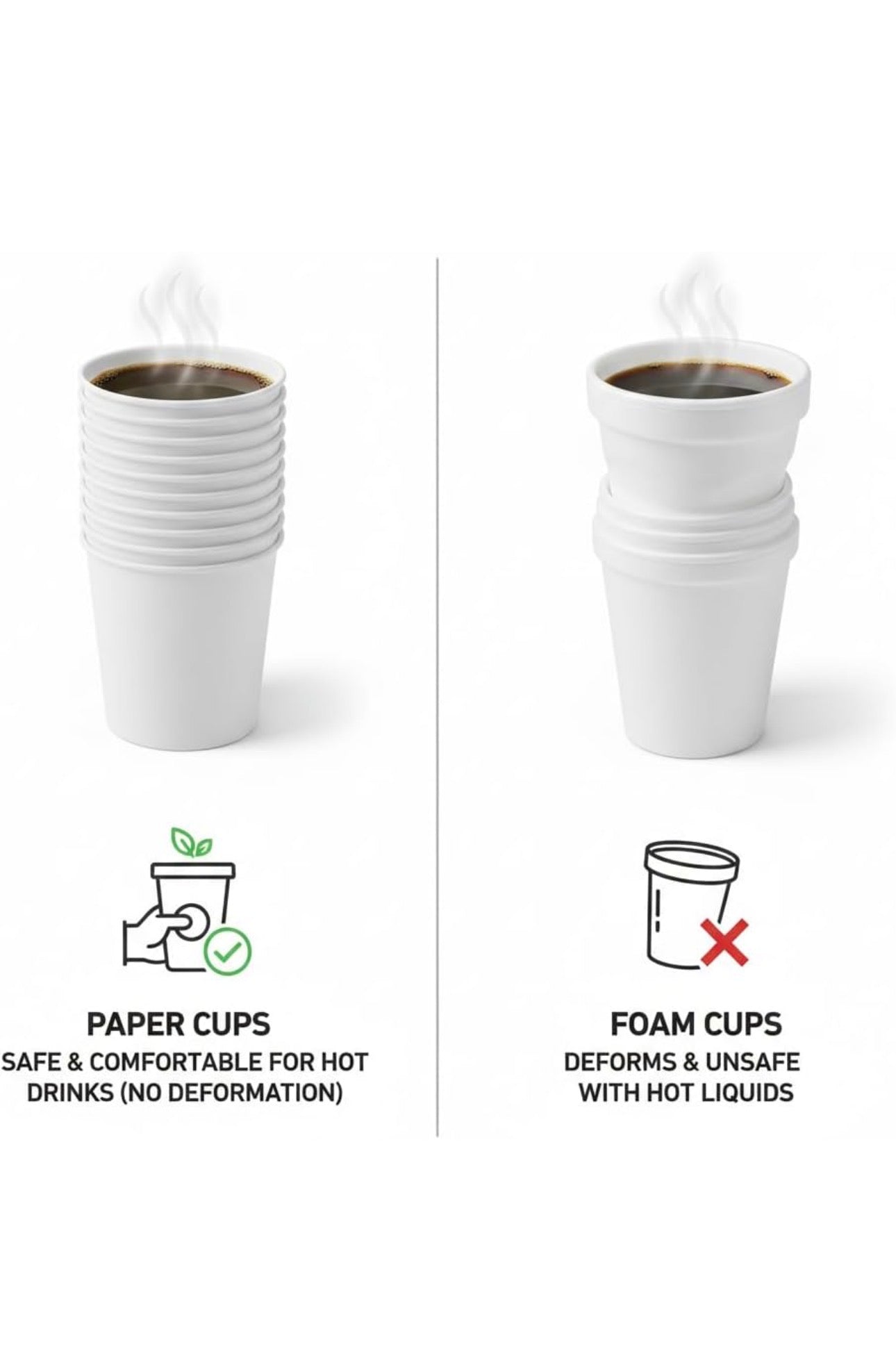 6oz Plain 'Flat White' Paper Cups 300 Pack