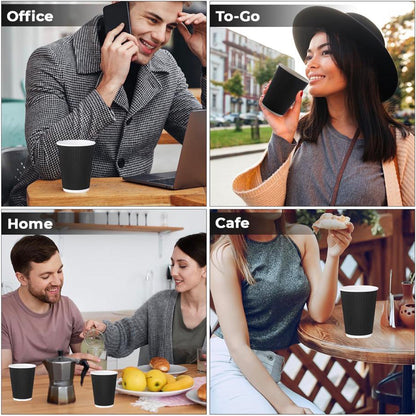 16oz Insulated Ripple Paper Coffee Cups – Disposable Hot Beverage Cups for Travel & Office
