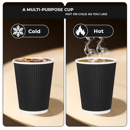 16oz Insulated Ripple Paper Coffee Cups – Disposable Hot Beverage Cups for Travel & Office