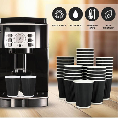 16oz Insulated Ripple Paper Coffee Cups – Disposable Hot Beverage Cups for Travel & Office