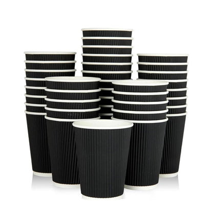 16oz Insulated Ripple Paper Coffee Cups – Disposable Hot Beverage Cups for Travel & Office