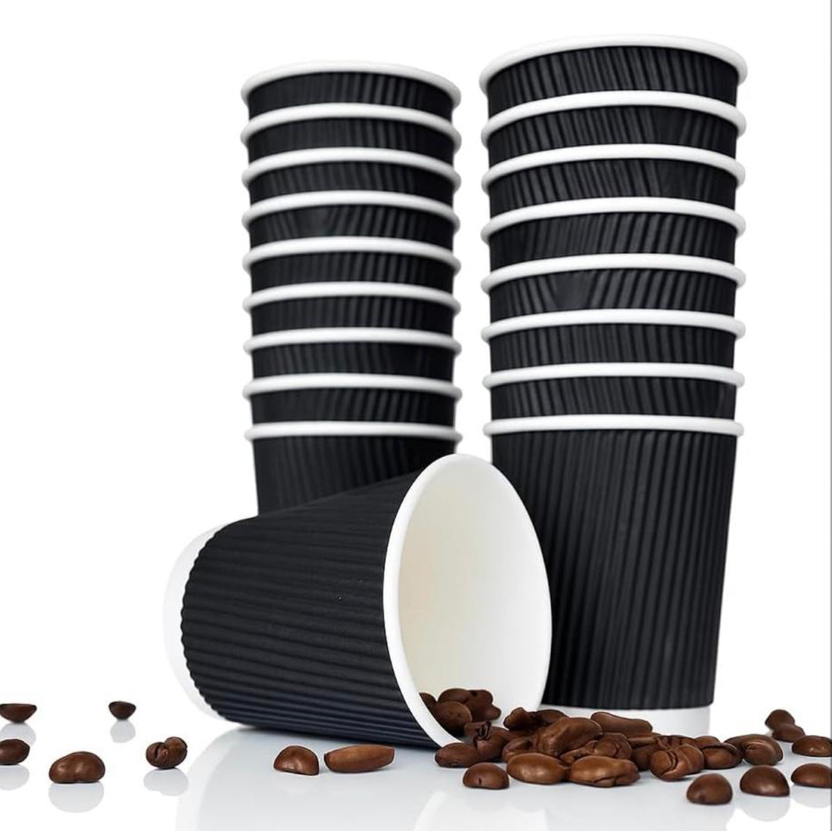 16oz Insulated Ripple Paper Coffee Cups – Disposable Hot Beverage Cups for Travel & Office