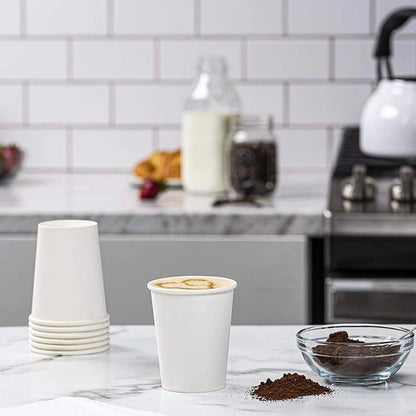 16oz Single Wall White Paper Cups – Disposable Coffee Cups for Hot & Cold Beverages
