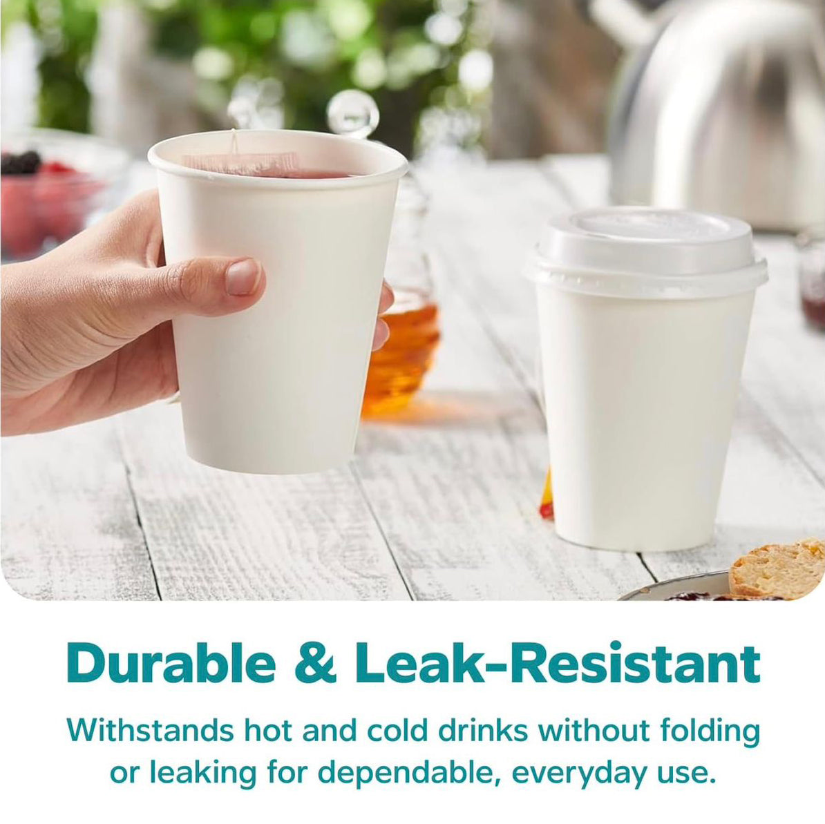 16oz Single Wall White Paper Cups – Disposable Coffee Cups for Hot & Cold Beverages