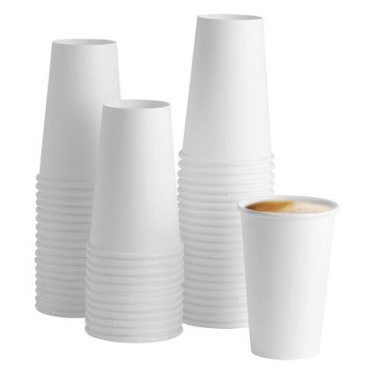 16oz Single Wall White Paper Cups – Disposable Coffee Cups for Hot & Cold Beverages