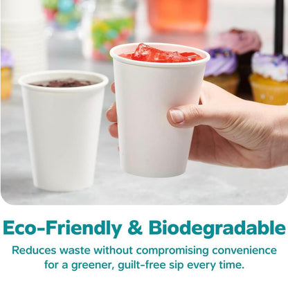 16oz Single Wall White Paper Cups – Disposable Coffee Cups for Hot & Cold Beverages