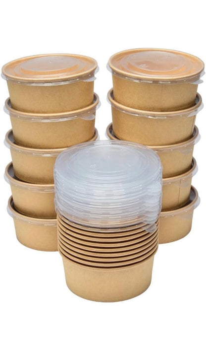 Kraft Brown Food Bowl Round Cardboard Food Container