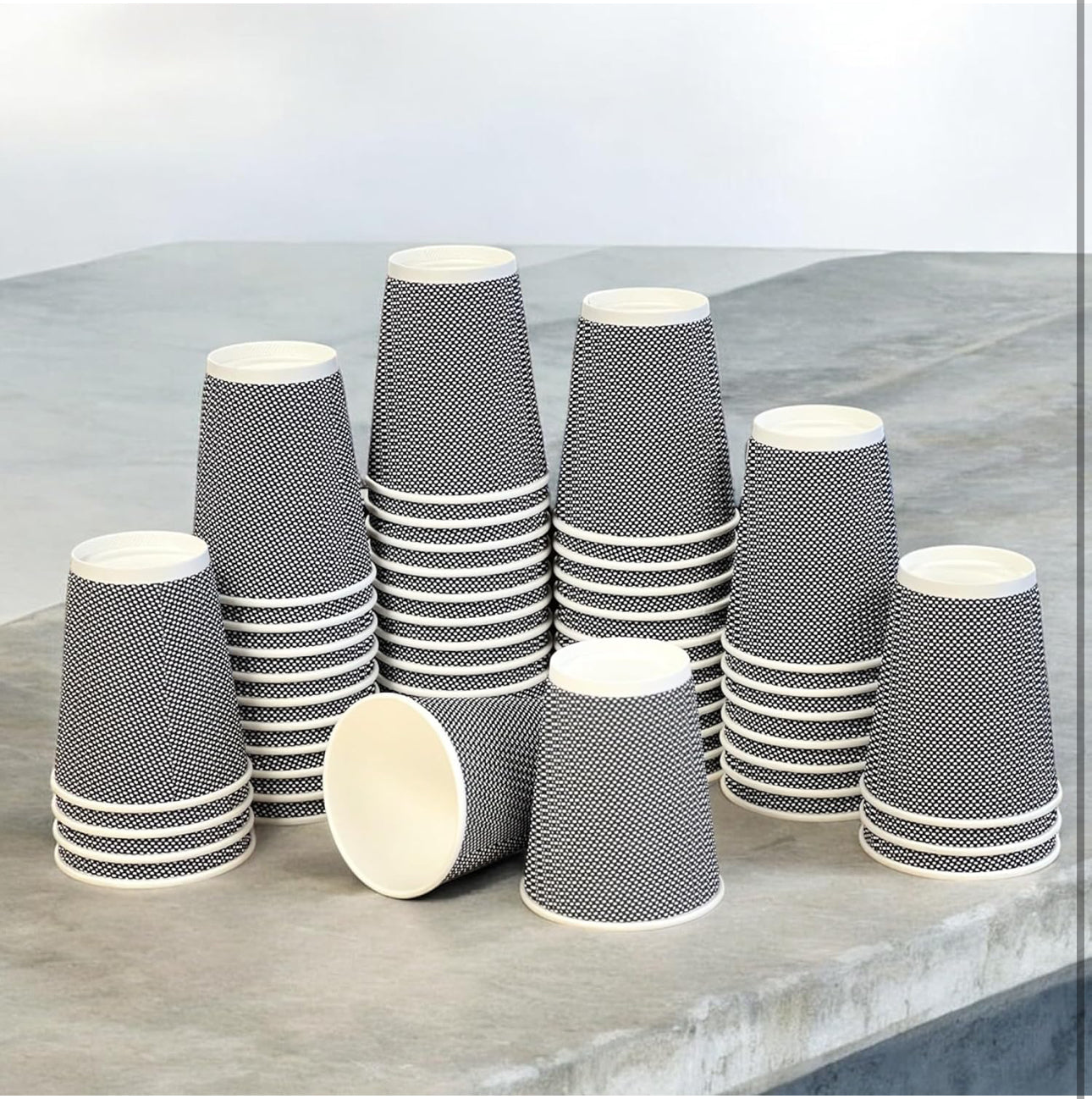 Ripple Disposable Coffee Cups 12oz (500Pack) – Double Triple Wall Insulated Takeaway Paper Cups and Lids for Hot Drinks – Eco-Friendly, Leak-Proof, Ideal for Coffee Shops & Events