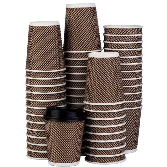 8oz Brown Ripple Takeaway Paper Cup – Recyclable (Case of 200)