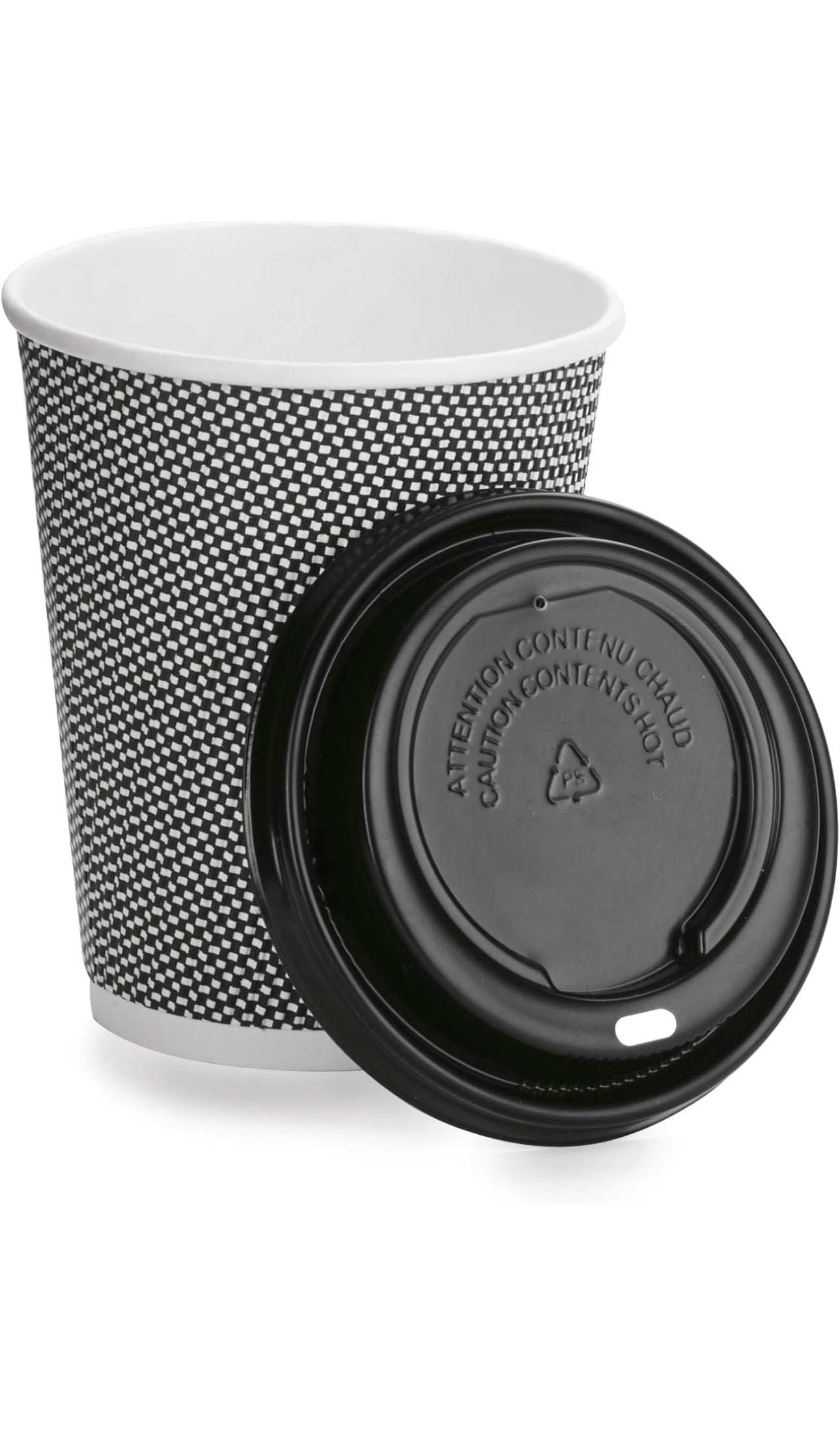 8oz Triple Wall Ripple Paper Cups Disposable, Recyclable - 100 Pack