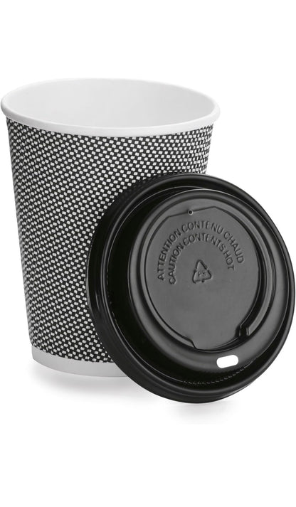 8oz Triple Wall Ripple Paper Cups Disposable, Recyclable - 100 Pack
