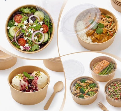 Kraft Brown Food Bowl Round Cardboard Food Container