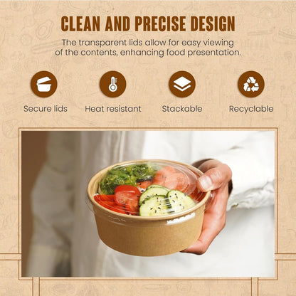 Kraft Brown Food Bowl Round Cardboard Food Container