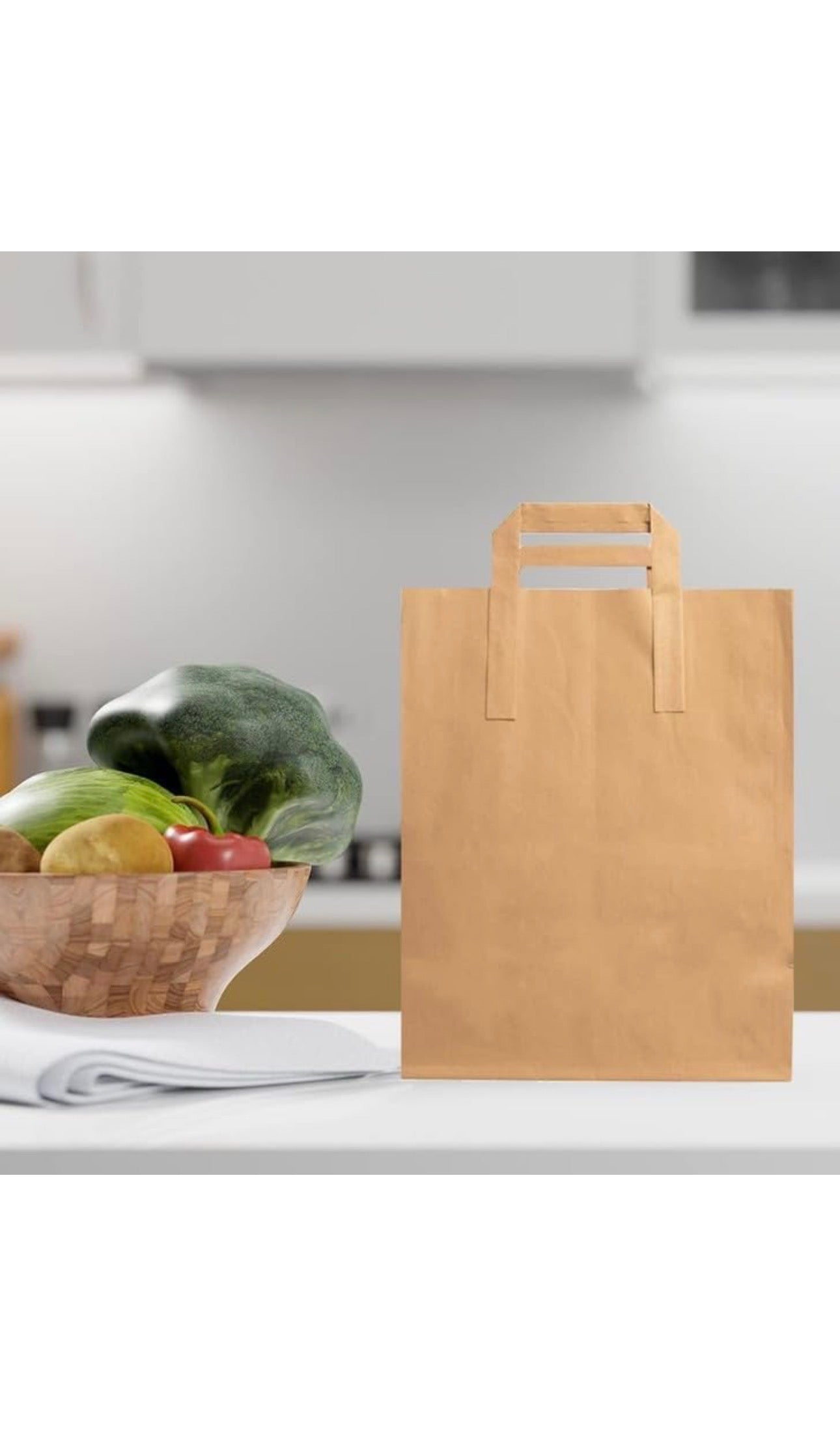 Medium Kraft Handled Paper Carrier Bag - 100 Pack (22cm x 11cm x 25cm)