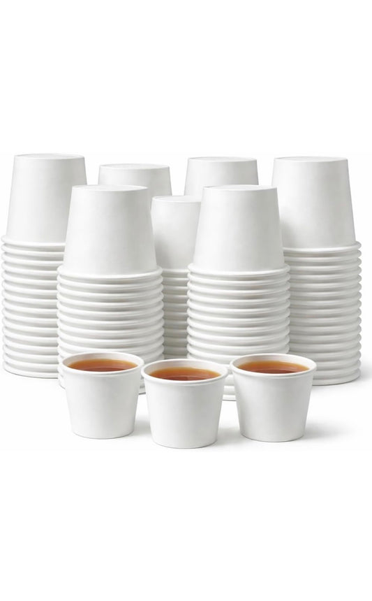4oz White Disposable Paper Cups, 100% Natural and Recyclable 300 Pack