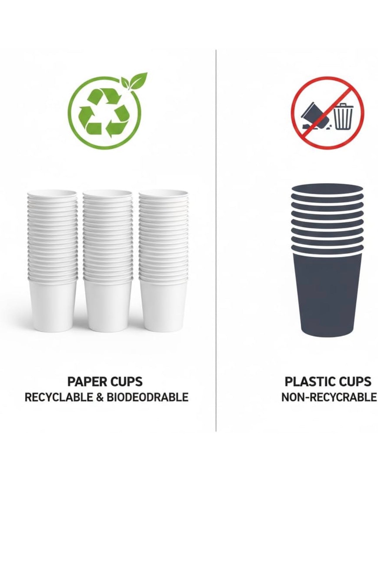 6oz Plain 'Flat White' Paper Cups 300 Pack