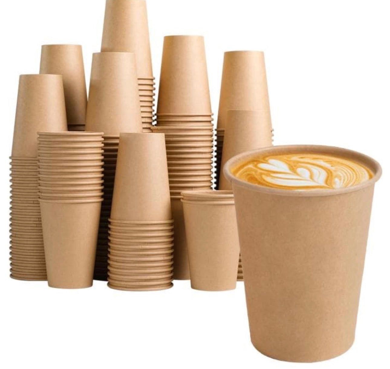 12oz Single Wall Kraft Paper Coffee Cups | Recyclable & Eco-Friendly (100 Pack)