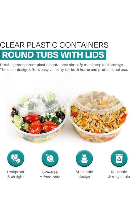 Satco 8oz Round Plastic Takeaway Cups (25-Pack)