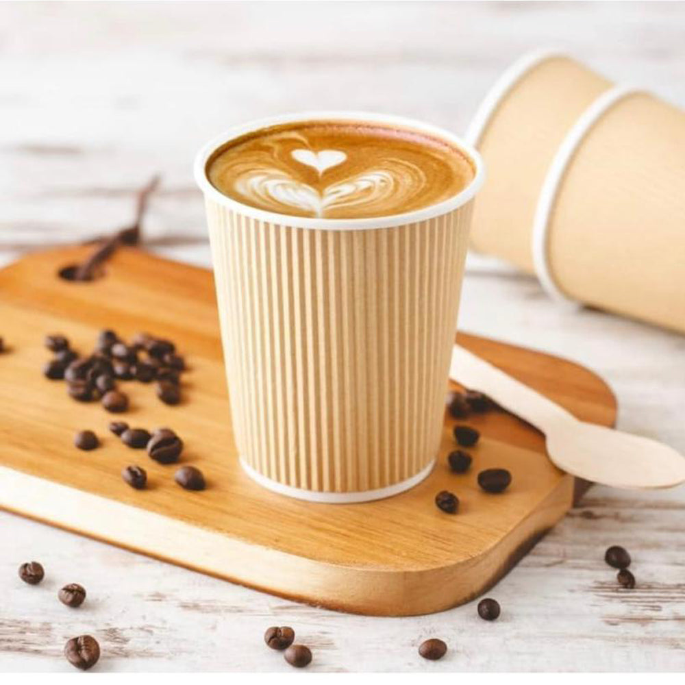 Premium 4oz Kraft Ripple Espresso Cups – Biodegradable Takeaway
