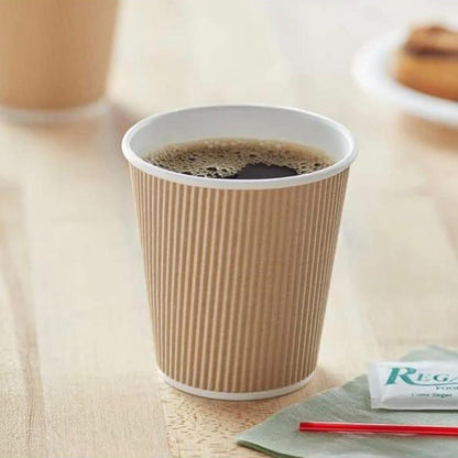 Premium 4oz Kraft Ripple Espresso Cups – Biodegradable Takeaway