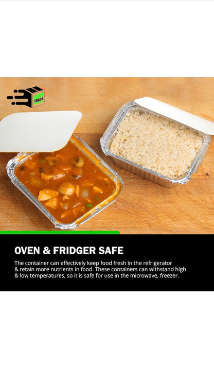 125 x Aluminium Foil Food Containers with Lids – Takeaway Trays No.2