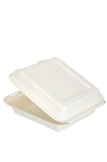 8x8" Bagasse Clamshell Meal Box Containers 205x205x80mm