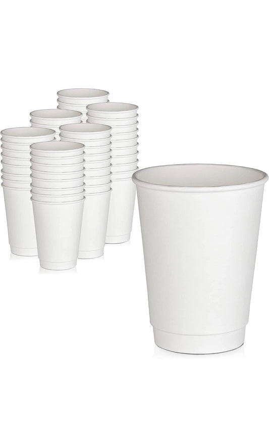 12oz White Double Wall Insulated Paper Cups 250 Pieces