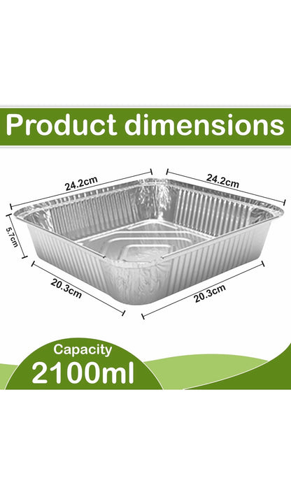 No9 Aluminium Foil Food Containers & Lids 9x9x2 ( 2” Deep )