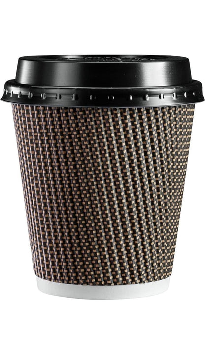 10oz Ripple Wall Disposable Coffee Cups (500 Pack) - Insulated Paper Hot Cups, Brown