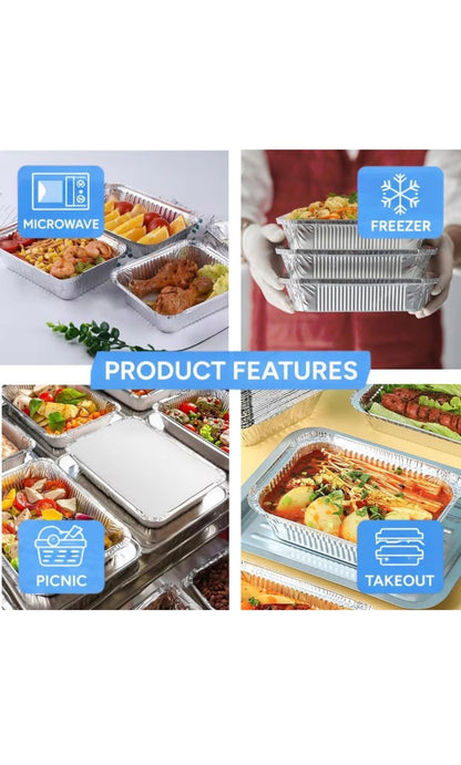 No9 Aluminium Foil Food Containers & Lids 9x9x2 ( 2” Deep )