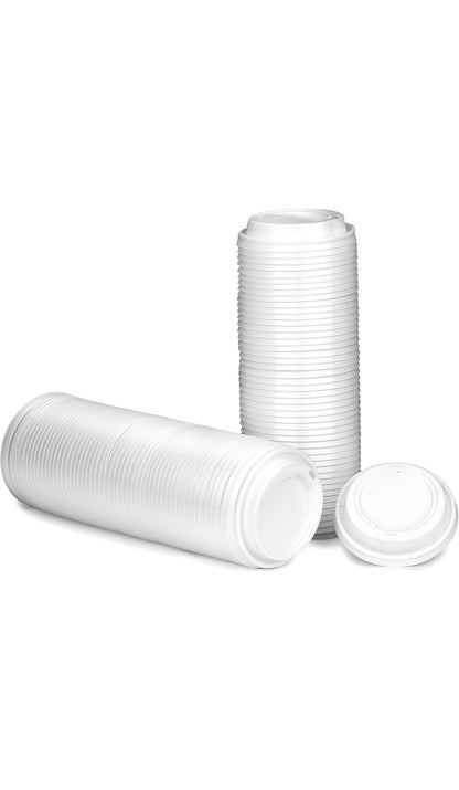 10oz, 12oz, 16oz 50 Pack Black or White Plastic Sip Through Lids