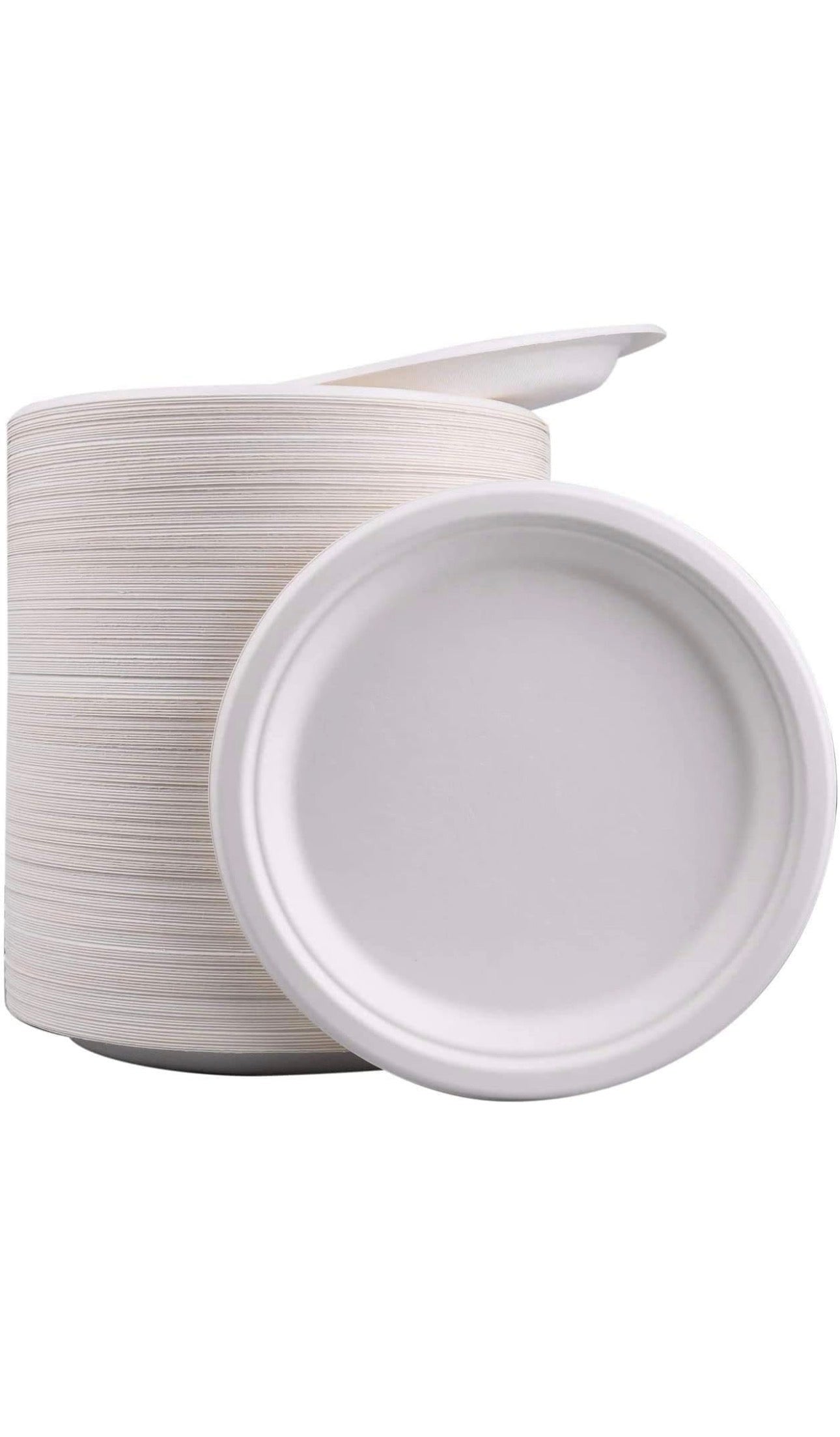 Disposable Sugarcane Bagasse Paper Plates, 7 inch (18 cm)